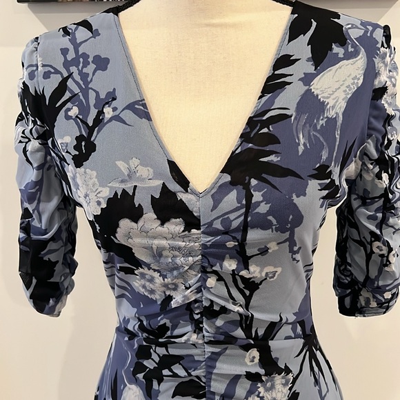 White House Black Market Shirred Mesh Midi Dress - Picture 5 of 12